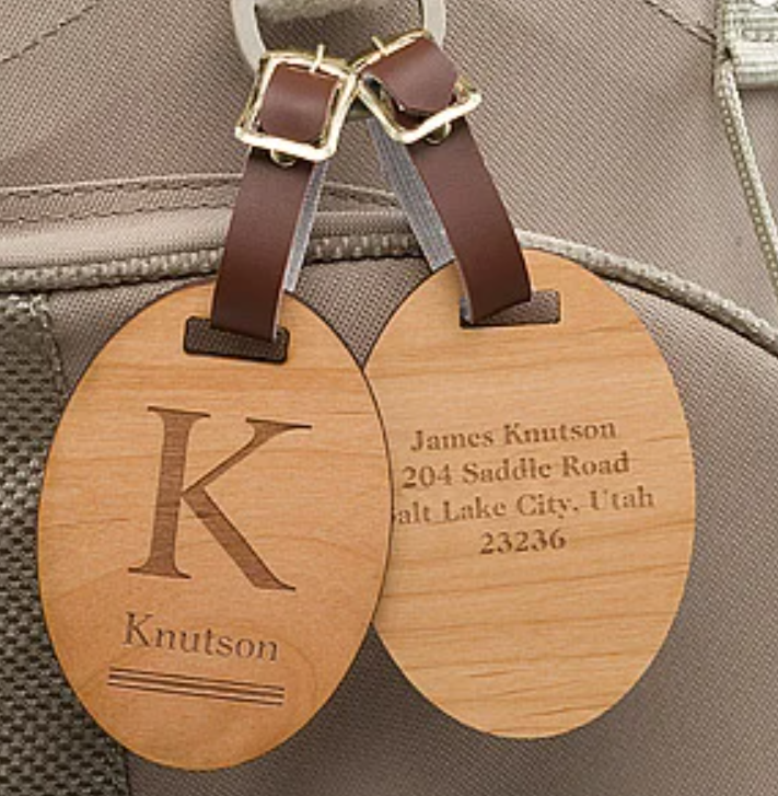 Set of 2 Personalized Wooden Luggage tags image 0