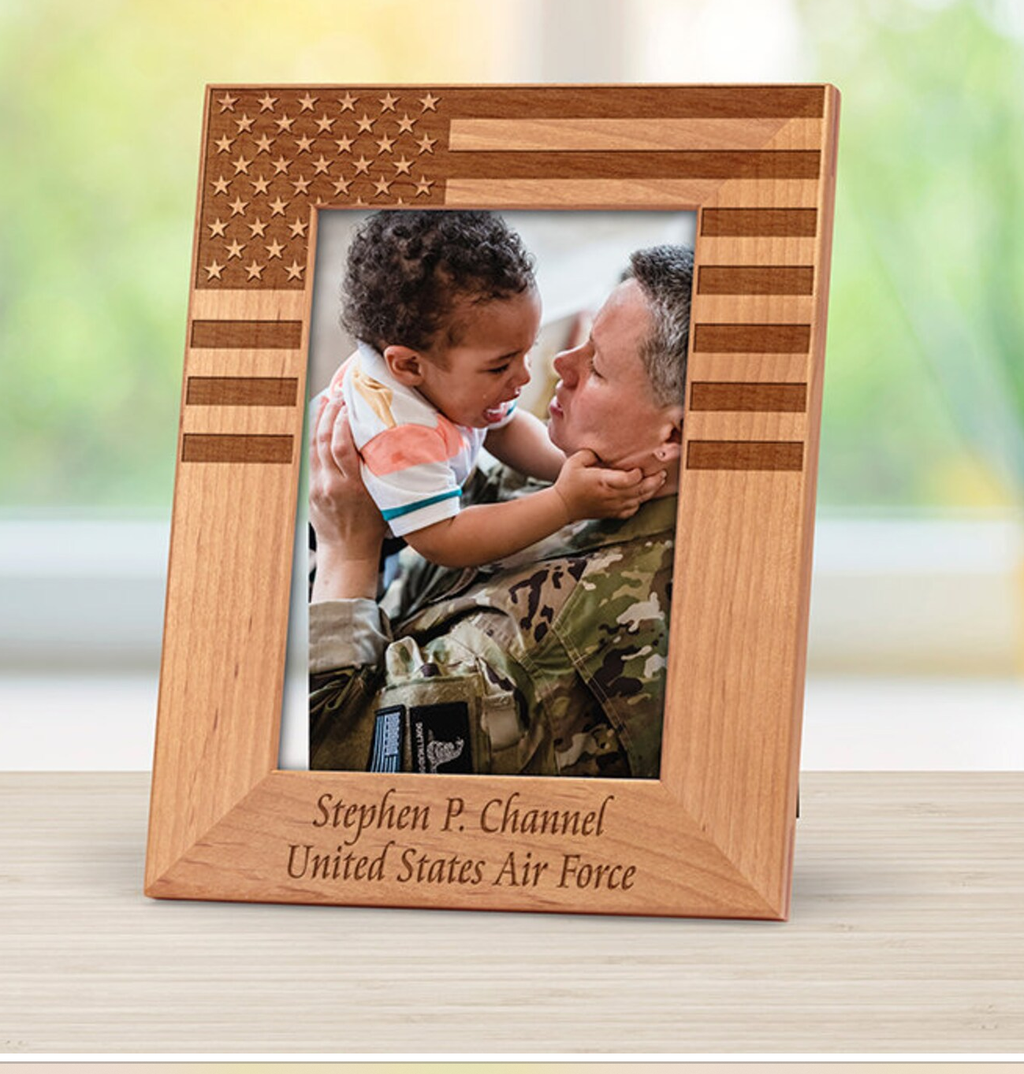 Military Retirement Frame Gift, American Flag Photo Frame, US Flag Frame image 1