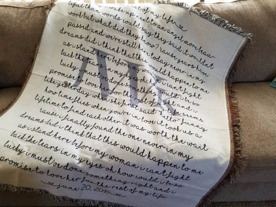 Wedding Vows Monogram Keepsake Blanket image 0