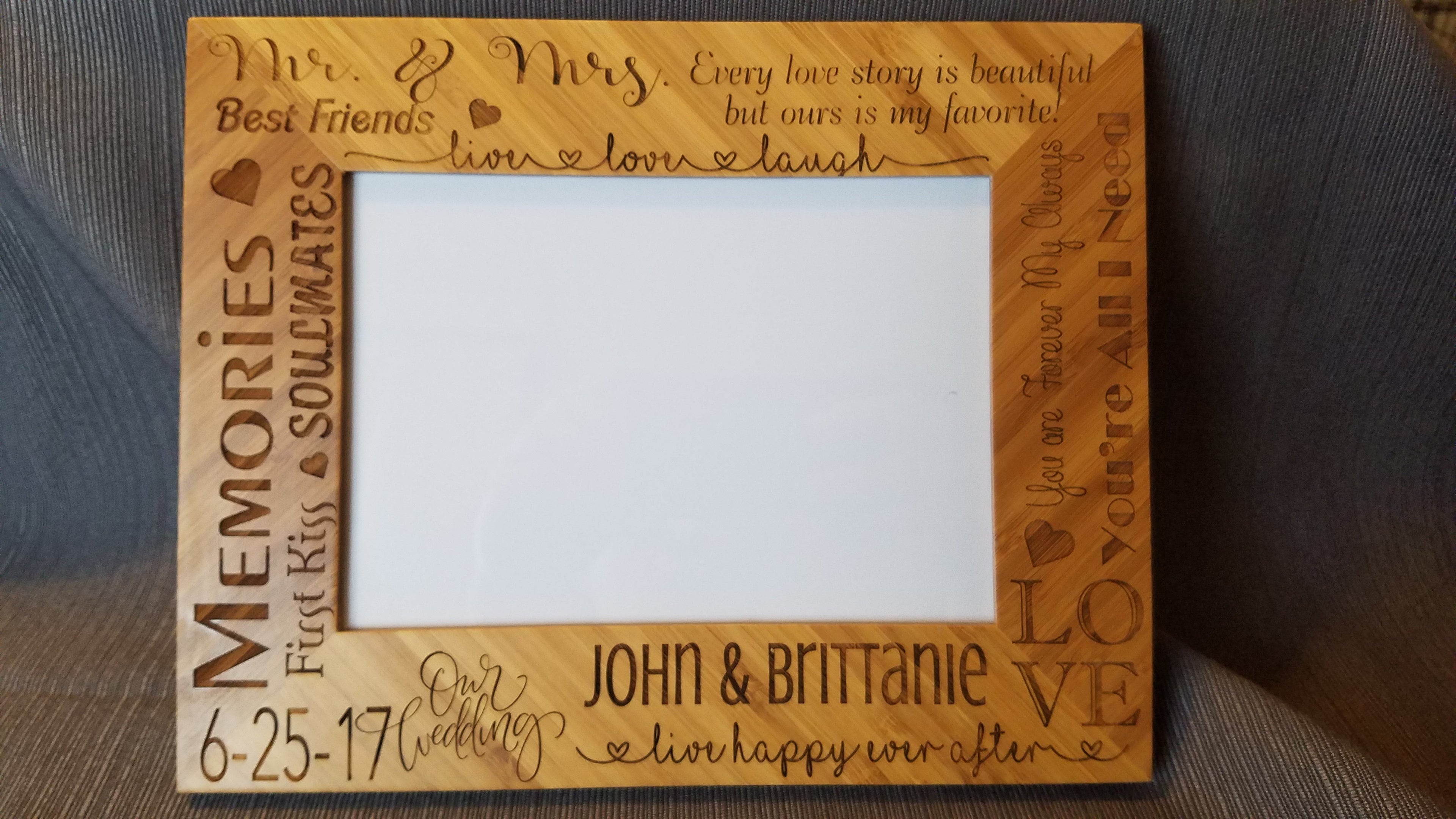 Personalized Frame, Custom Engraved Wood Picture Frame image 2