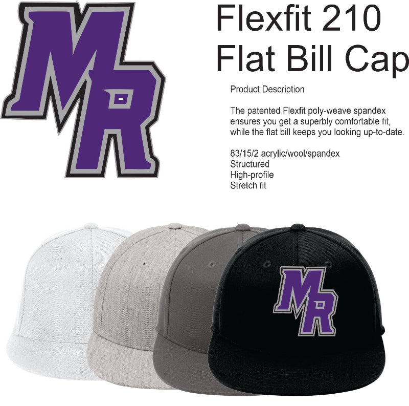 Three caps in black, gray, and white with a bear logo and 'MR' initials on a white background.