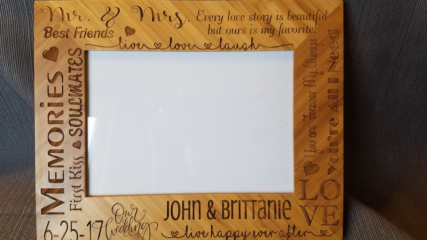 Personalized Frame, Custom Engraved Wood Picture Frame image 1