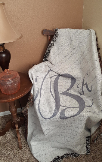Wedding Vows Monogram Keepsake Blanket image 1